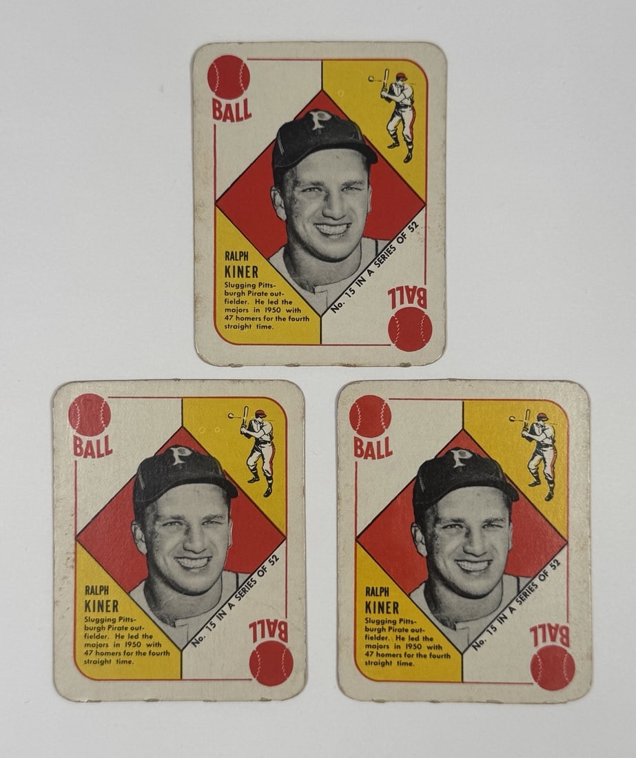 LOT OF (3) - 1951 TOPPS RED BACK RALPH KINER #15 (1 of 2)