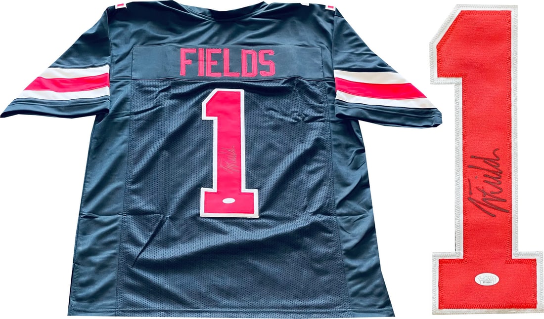 Justin Fields Autographed Ohio State Custom Black Jersey (JSA) (1 of 2)