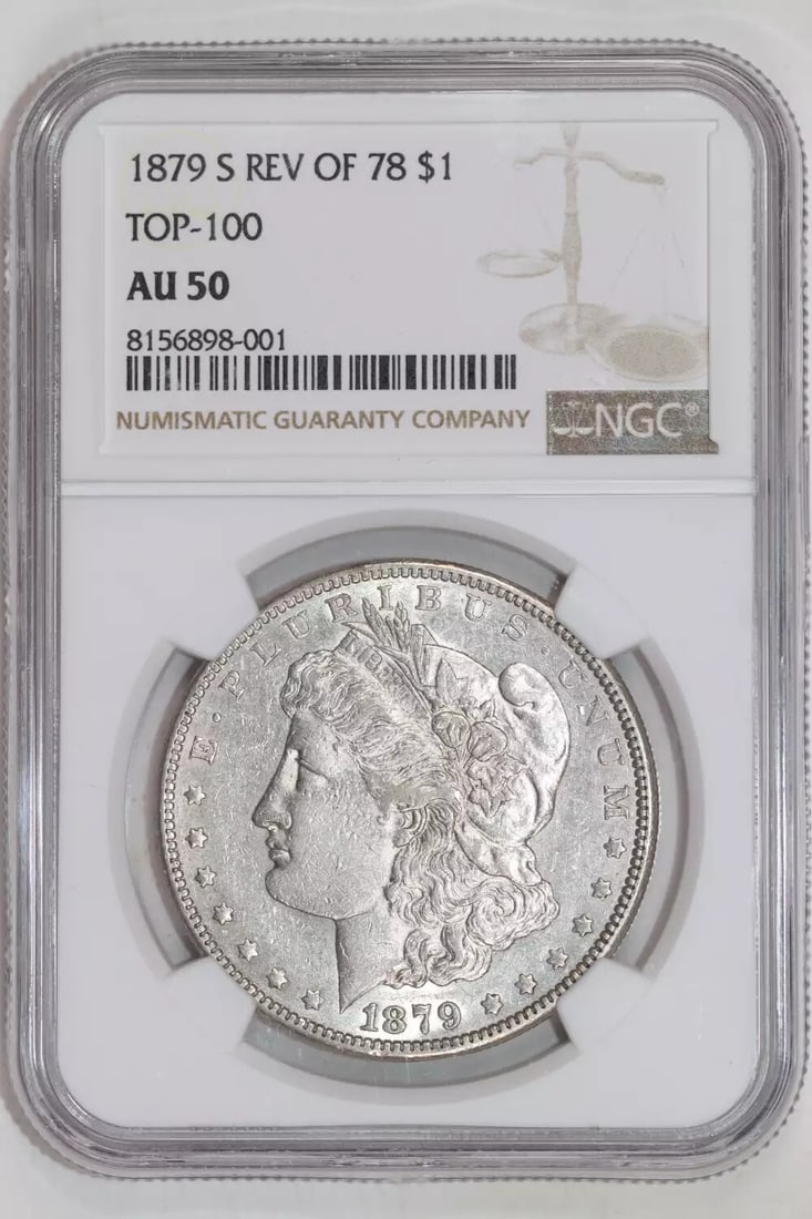 1879-S REVERSE 1878 TOP 100 MORGAN DOLLAR NGC AU50 (1 of 2)