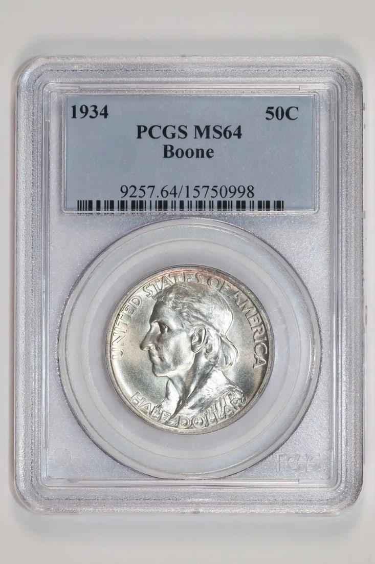 1934 BOONE COMMEMORATIVE HALF DOLLAR PCGS MS64 PQ ORIGINAL (1 of 2)
