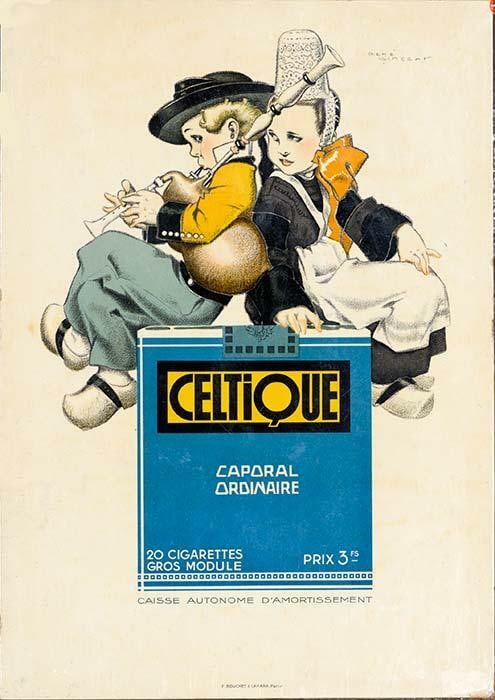Celtique cigarettes on linen by Rene Vincent c 1925 original french poster (1 of 1)