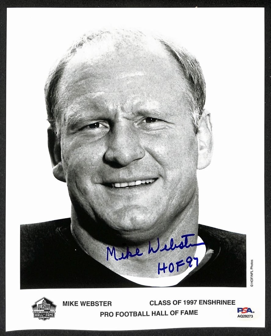 Mike Webster Signed/ Inscr 8x10 Official Pro Football HOF Photo PSA/ DNA 205932 (1 of 1)