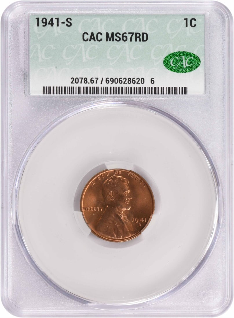 1941-S Lincoln Cent MS67RD CACG (1 of 1)