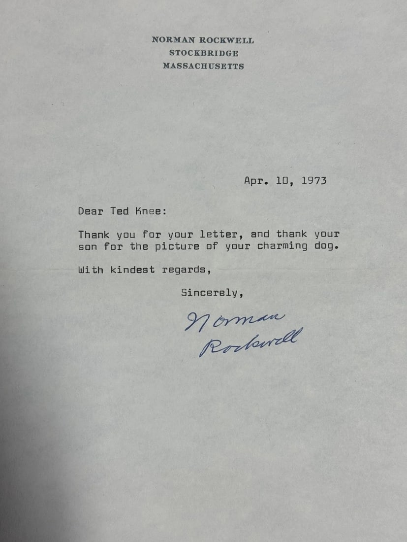 Norman Rockwell Autographed April 10, 1973 Letter (Beckett) (1 of 3)