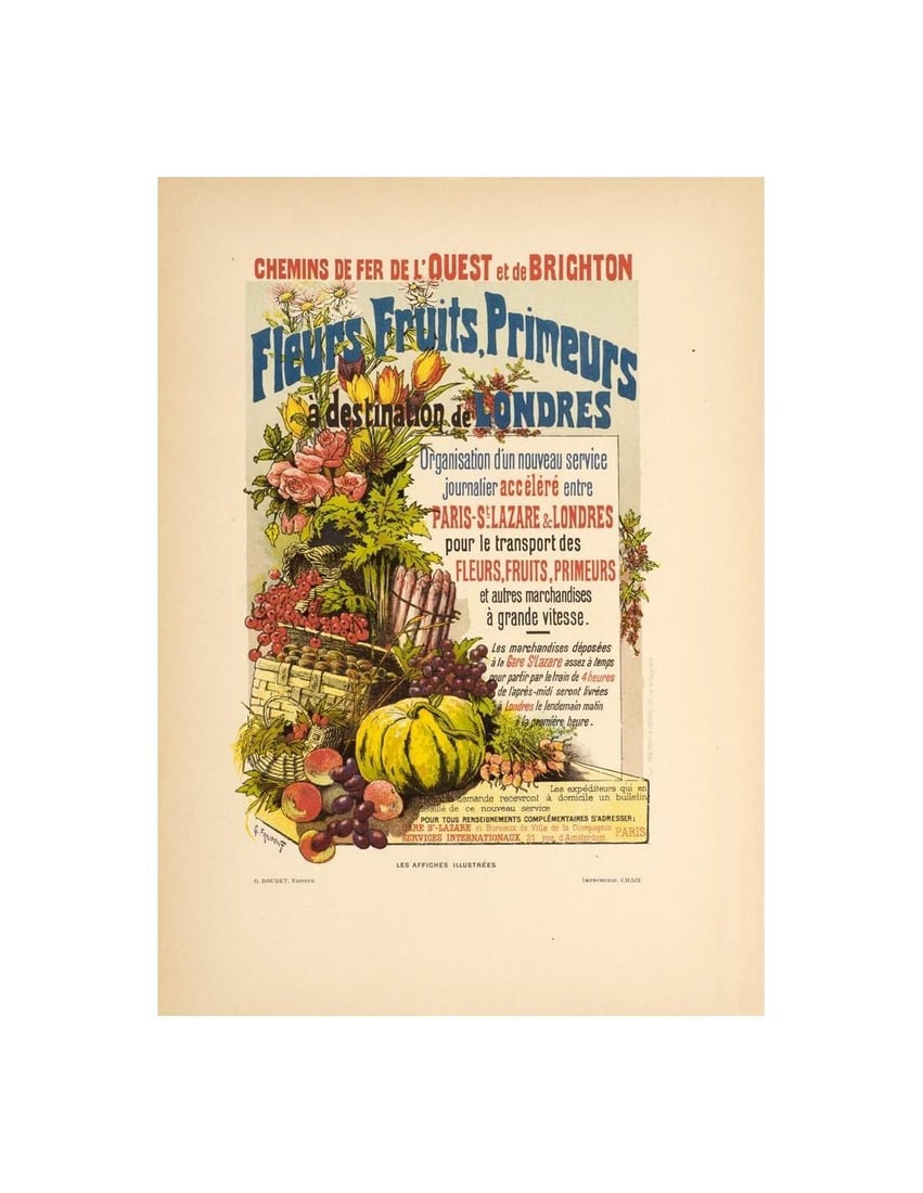 Original Vintage Poster Fleur Fruits By Fraipont For Affiches Illustrees 1896 (1 of 1)