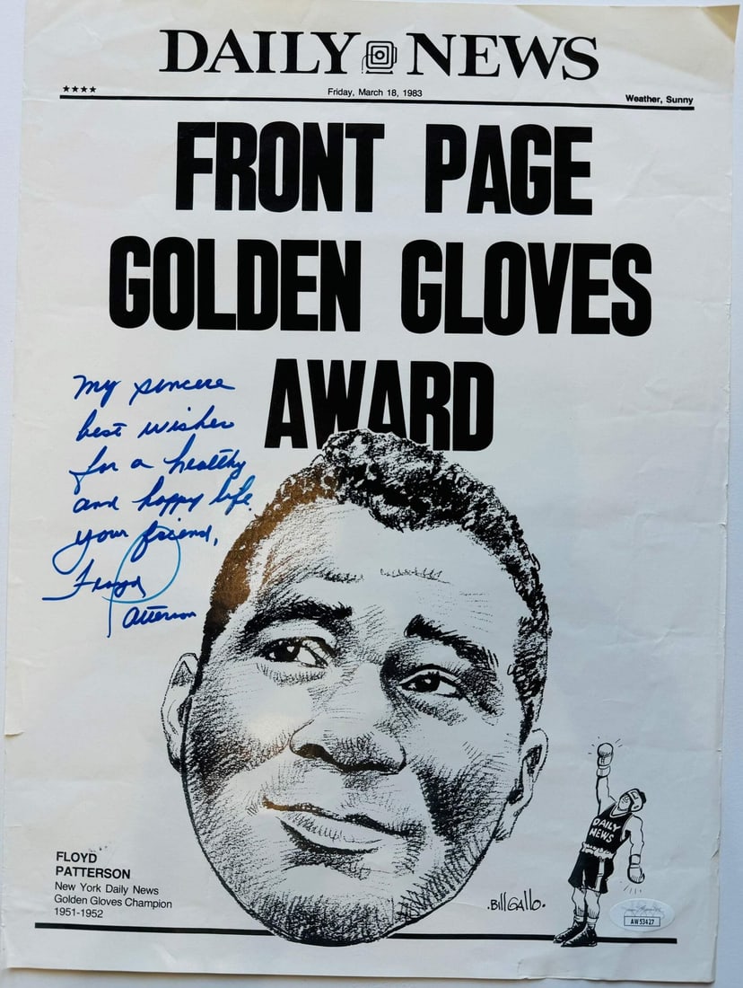 Floyd Patterson Autographed 11x15 Boxing Page (JSA) (1 of 1)