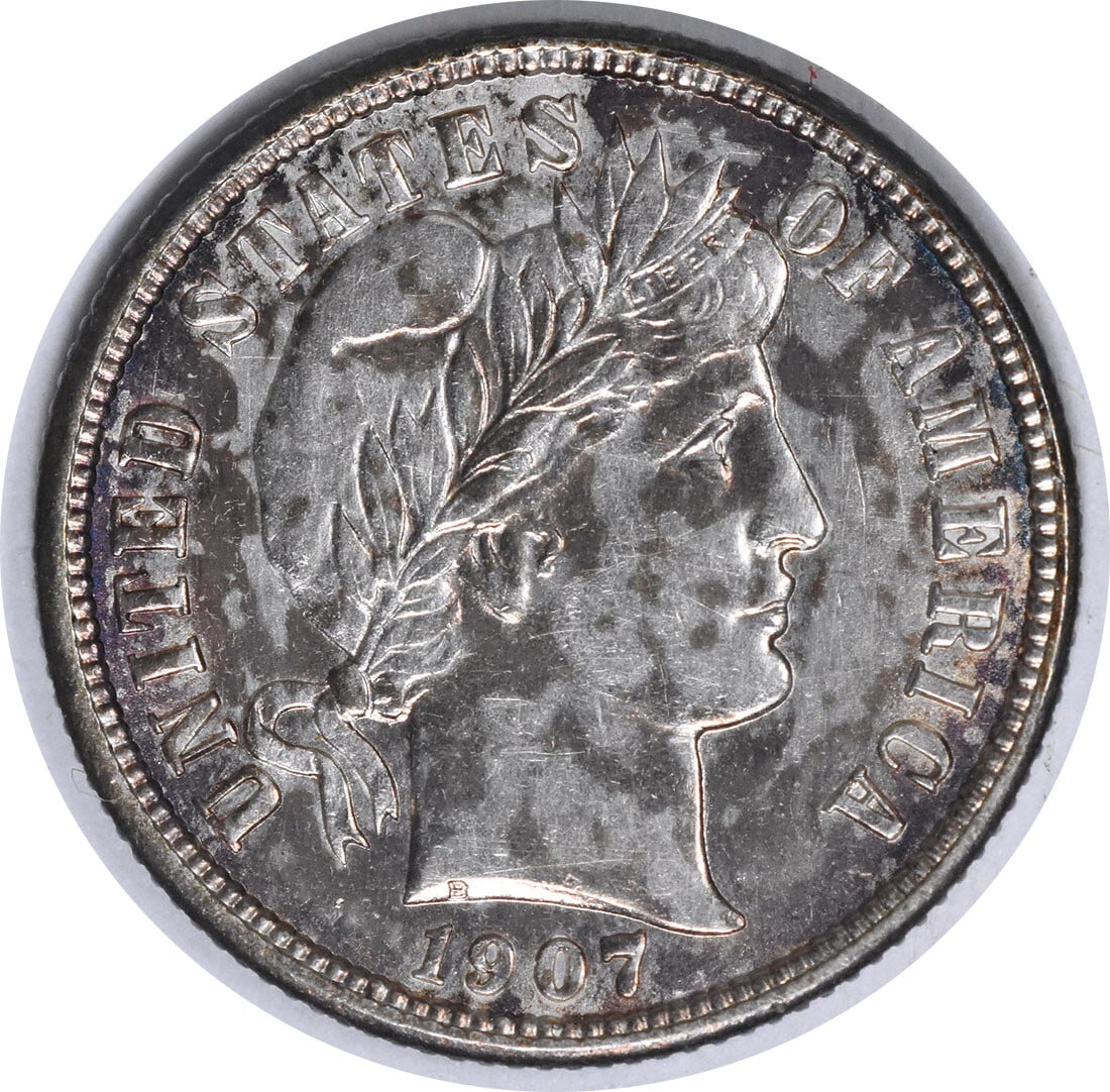 Barber Silver Dime is a 1907-S Uncertified AU (1 of 2)
