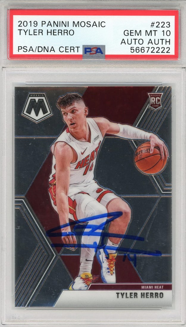 Tyler Herro Autographed 2019 Panini Mosaic Rookie Card #223 (PSA) (1 of 2)