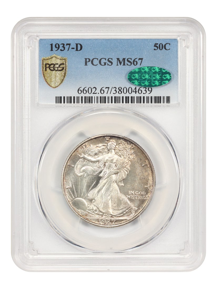 1937-D 50C PCGS/ CAC MS67 - Walking Liberty Half Dollar (1 of 4)