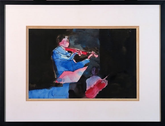 Paul Guiramand Violinists Original Watercolor Painting Signed French Modern: Paul Guiramand Violinists Original Watercolor Painting Signed French Modern A stunning original watercolor painting by French artist Paul Guiramand, capturing the essence of violinists in a beautiful,