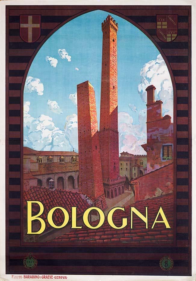 Bologna By Trematore 1930 Vintage Original Italian Poster Italian Railways Rare (1 of 1)