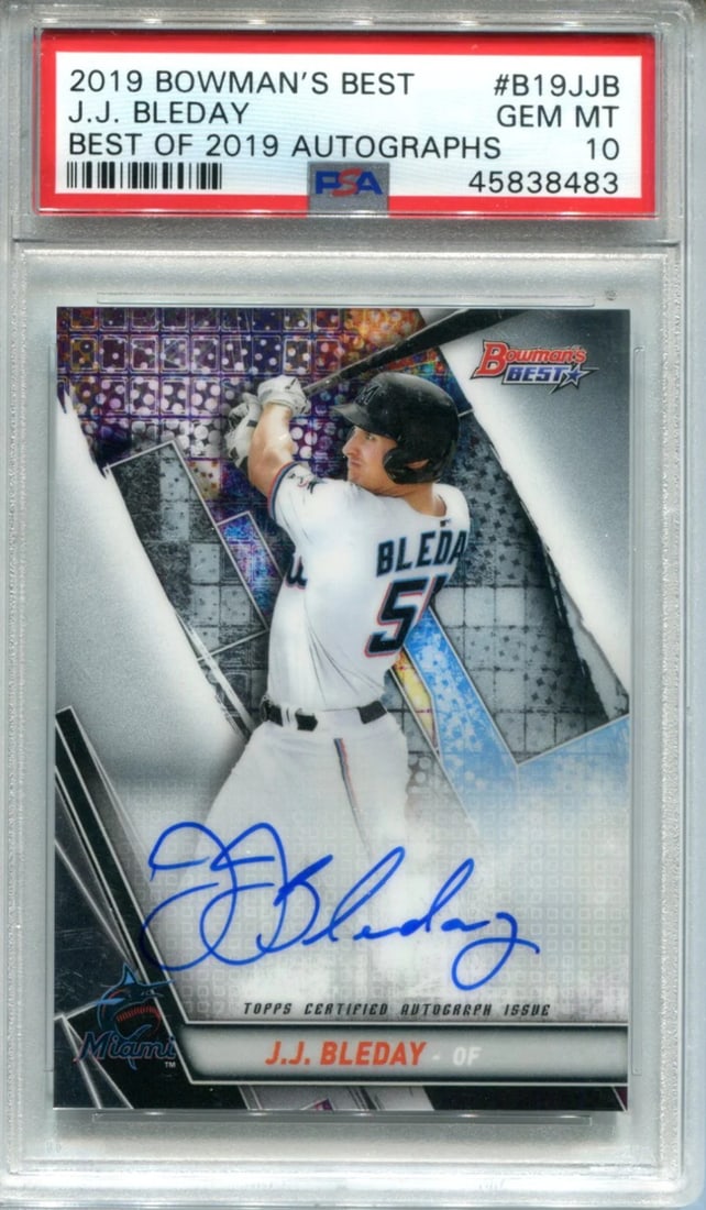 2019 Bowman`s Best J.J Bleday #B19JJB Autographs (PSA GEM MT 10) Card (1 of 2)
