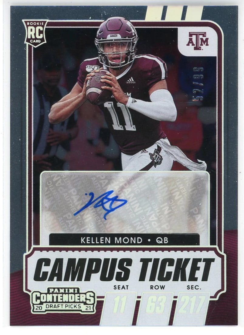 Panini Contenders Campus Ticket Autographed Rookie Card by Kellon Mond 2021 (1 of 2)