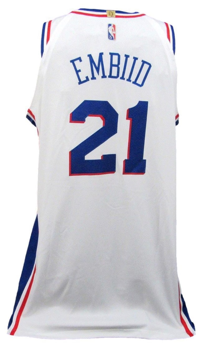 2022 Joel Embiid 76ers Game Worn/ Used White Nike Jersey Fanatics 178035 (1 of 6)