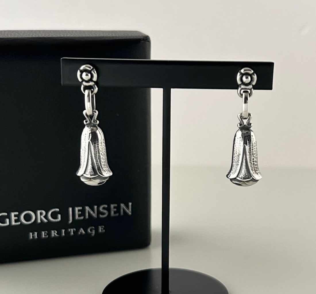 George Jensen sterling silver stud earrings in original box (1 of 9)