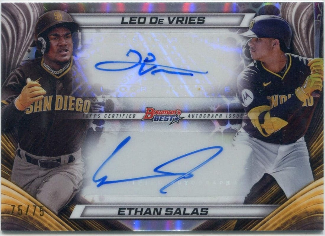 Leo De Vries/ Ethan Salas 2024 Bowman's Best Dual Autographed Card #DA-DS 75/ 75 (1 of 2)