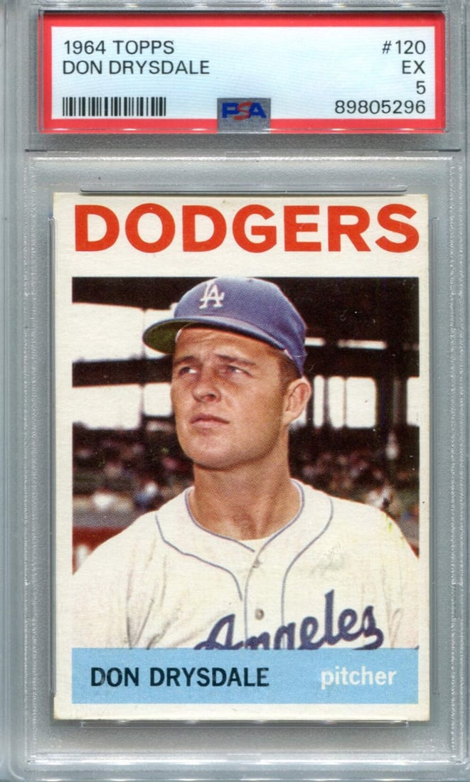 Don Drysdale 1964 Topps #120 PSA EX 5 Card (1 of 2)