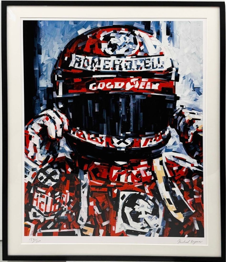Michael Kagan V As In Victor Signed Original Print 72/ 120 Racing Helmet Framed (1 of 3)