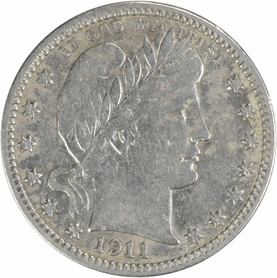 1911-D Barber Silver Quarter EF Uncertified: 1911-D Barber Silver Quarter EF Uncertified A rare and highly sought-after 1911-D Barber Silver Quarter, certified as EF Uncertified, is up for auction. Featuring the iconic design of Charles E.