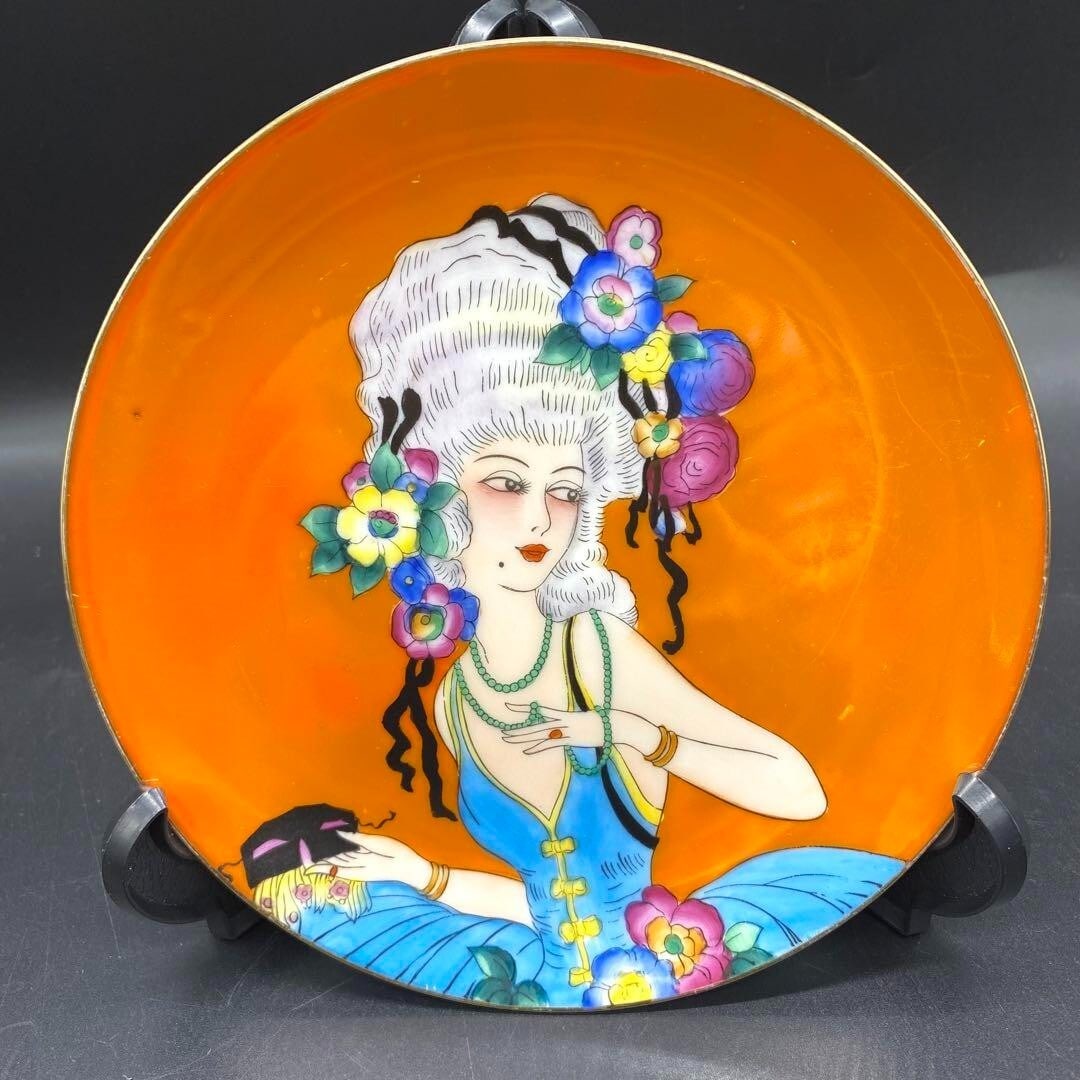 Old Noritake Decoredi Art Deco Lady Pompadour Plate Vintage Collectible Rare (1 of 9)
