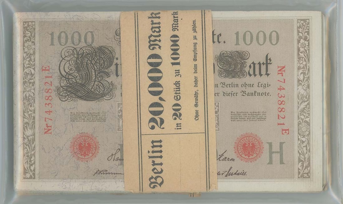 Germany 1000 Mark 1910 5 Packs 100 Reichsbanknote (1 of 1)