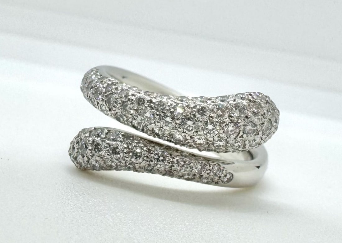 Tiffany & Co Elsa Peretti Elongated Teardrop Pave Diamond Platinum Pt950 Ring (1 of 8)