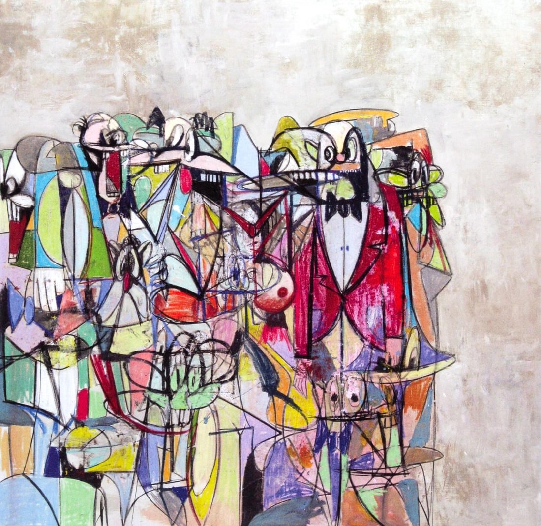 George Condo, Compression IV, Drawing Paintings, Four Color Process Print (1 of 7)