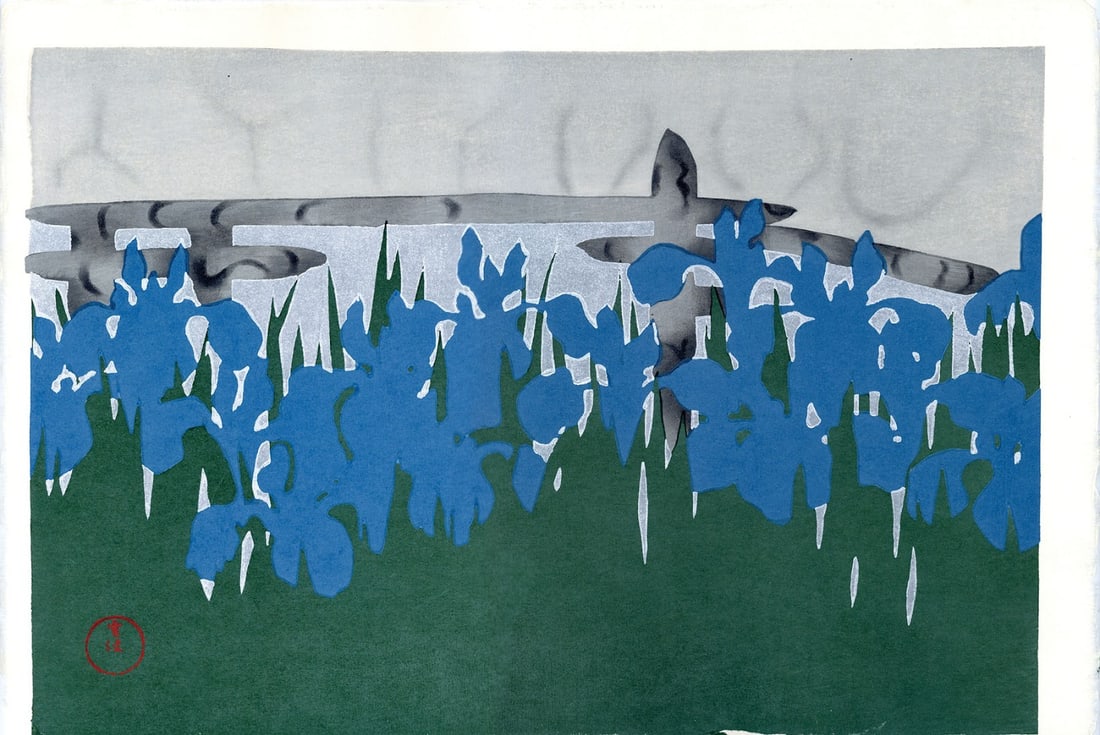 Yukika Kamisaka Japanese Signature Woodblock Print Landscape Flowers Yatsuhashi (1 of 7)