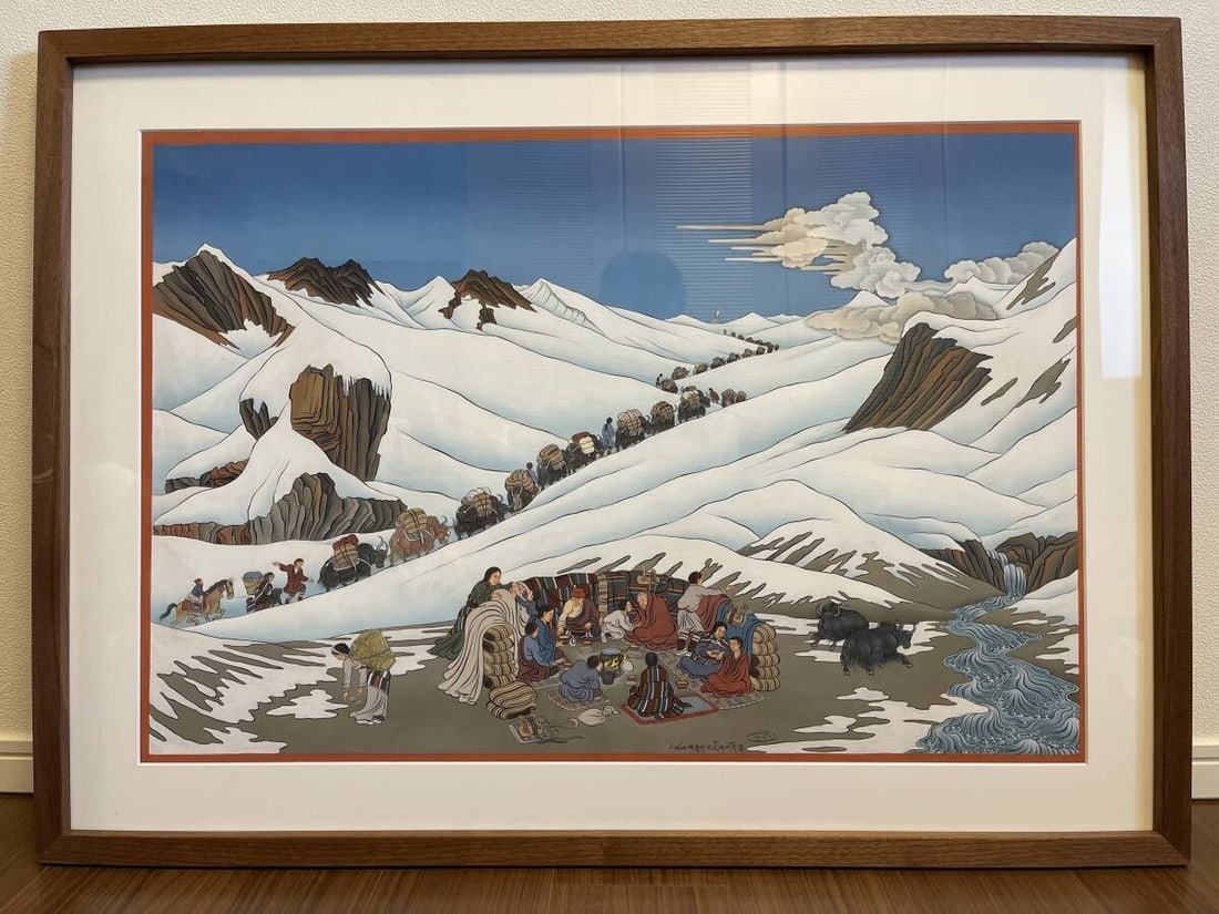 Tenzin Norbu Himalayan Caravan Painting Nepal Tibetan Thangka Style: Tenzin Norbu Himalayan Caravan Painting Nepal Tibetan Thangka Style Experience the vibrant colors and timeless beauty of traditional Nepalese art with this stunning Tenzin Norbu Himalayan Caravan