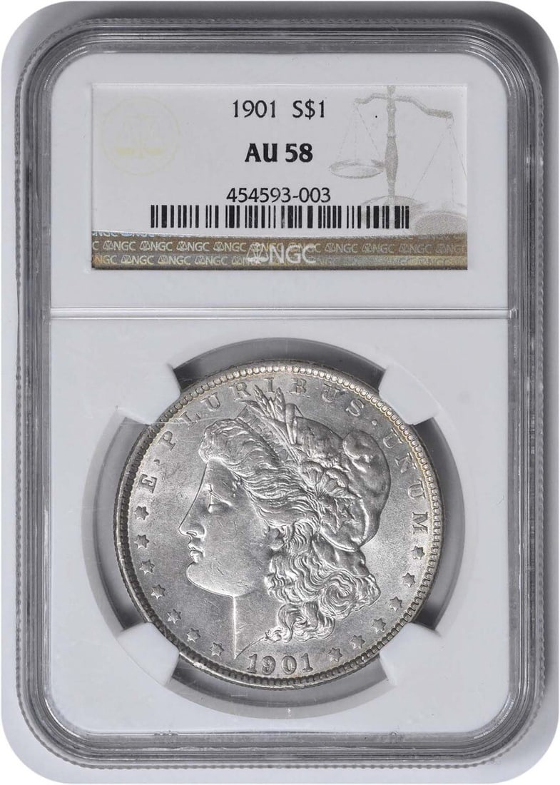 1901 Morgan Silver Dollar AU58 NGC (1 of 3)
