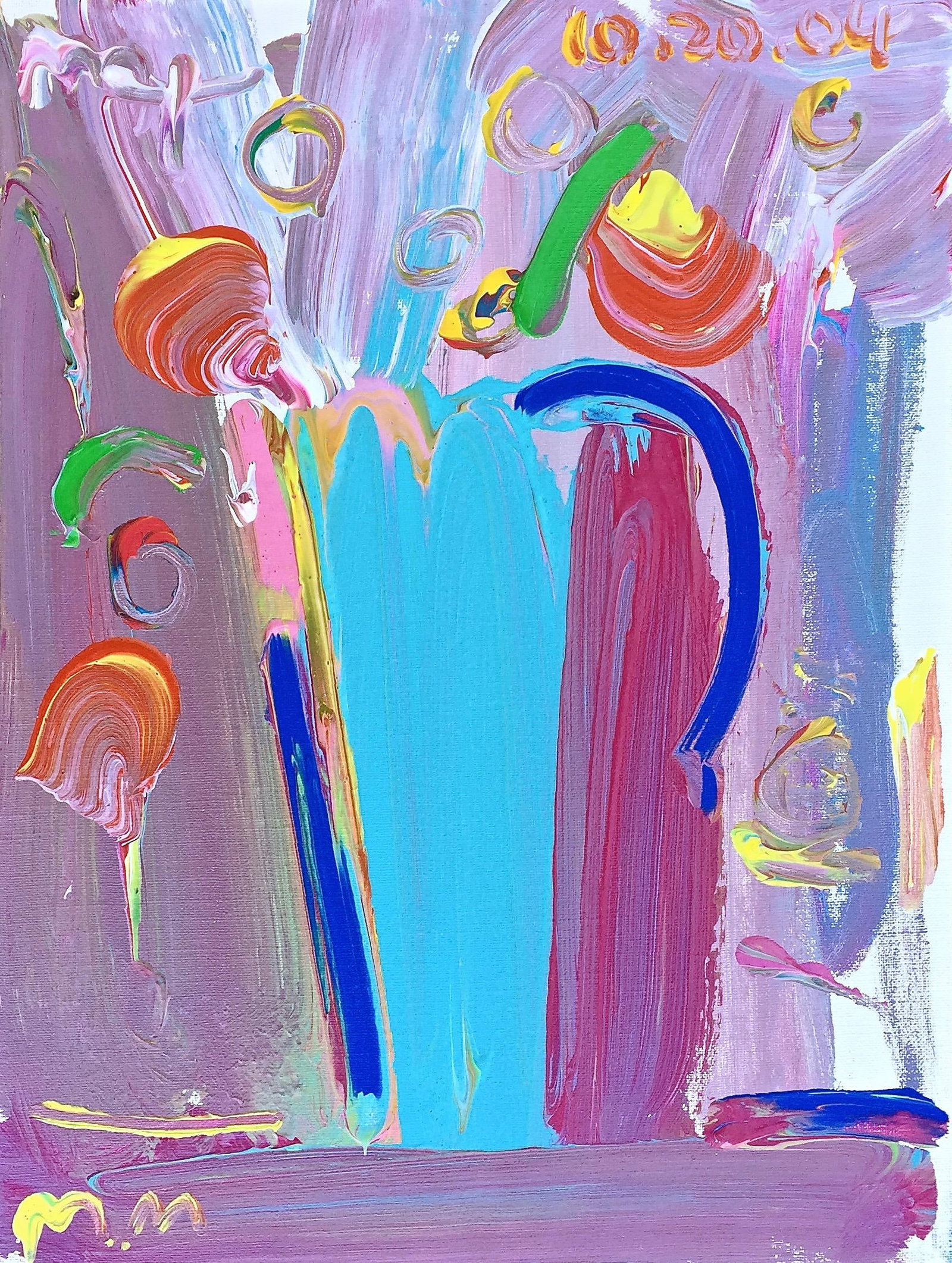 Acrylic painting by hand signed Peter Max flower vase (1 of 4)