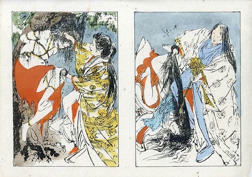 Japanese paper long female abuse woodblock prints color seiu ito (1 of 1)