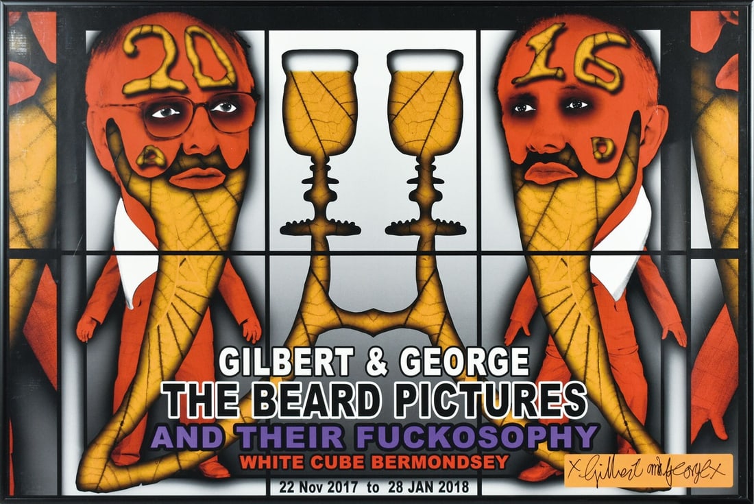 Gilbert And George Offset "The Beard Pictures and Their Fuckosophy" Beer 2017-18: Gilbert And George Offset "The Beard Pictures and Their Fuckosophy" Beer 2017-18 A rare and intriguing piece of art, Gilbert & George's Offset "The Beard Pictures and Their Fuckosophy" Beer is a