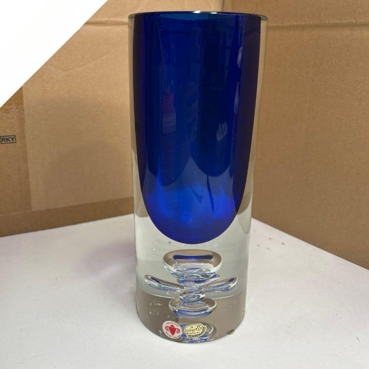 Czech Bohemia Art Glass Base Jan Beranek H23cm 9.1in Blue Collectible Home Decor (1 of 6)