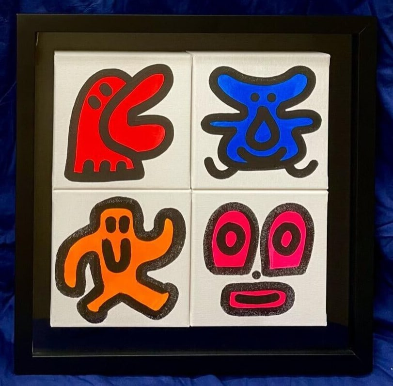 Mr. Doodle Original Painring acrylic on canvas -Rainbow Signed Framed 2019 (1 of 4)