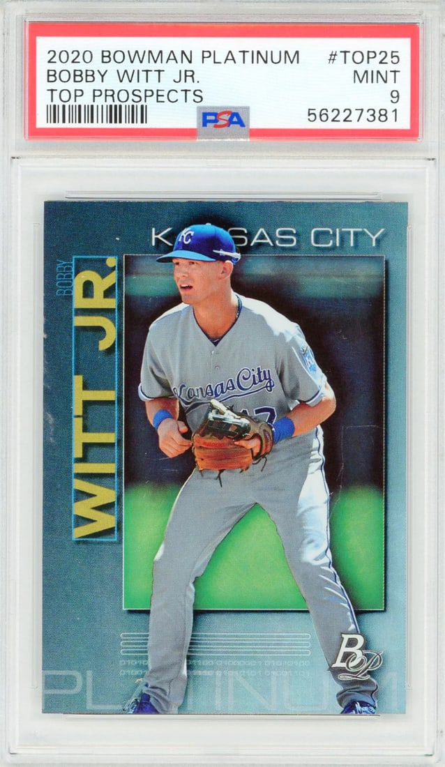 Bobby Witt Jr. 2020 Bowman Platinum Top Prospects is a PSA Mint 9 card (1 of 2)