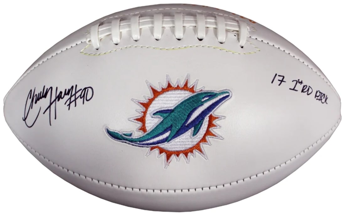 Charles Harris Autographed Miami Dolphins Football (1 of 2)