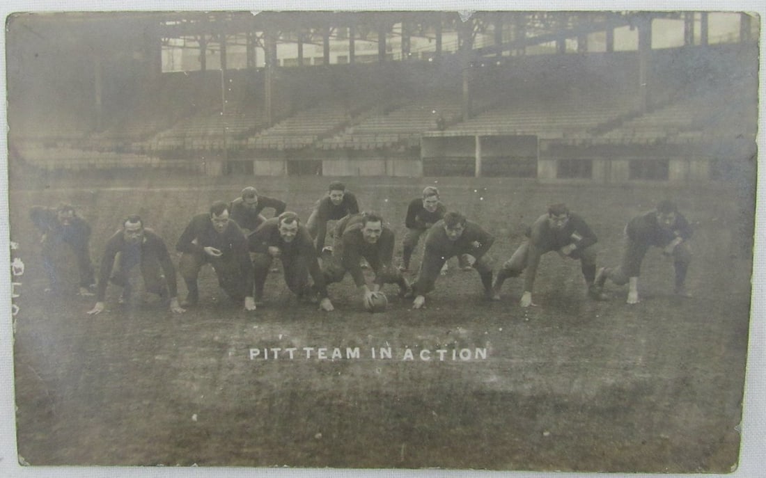 1911 Univ. Of Pittsburgh Football PITT PANTHERS Team in Action Postcard 136377 (1 of 2)