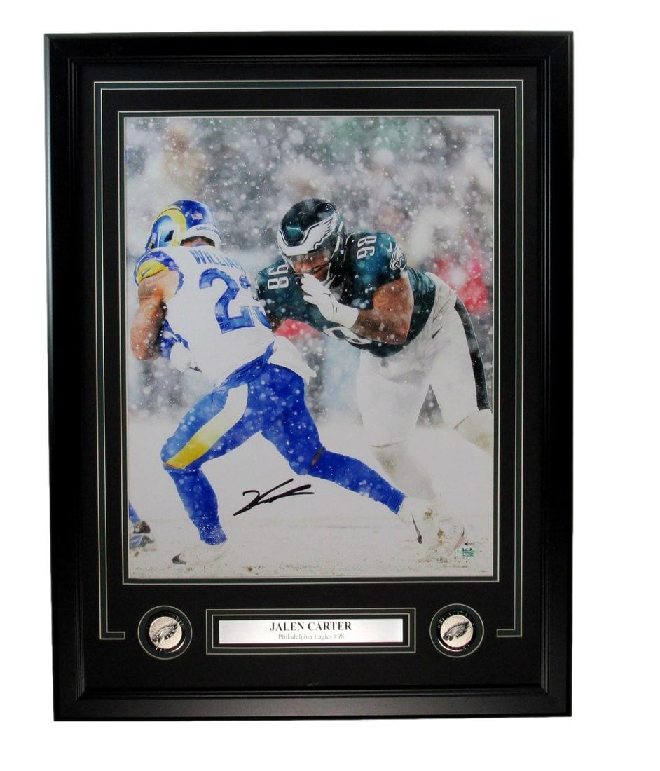 Jalen Carter Signed/ Auto 16x20 Photo Philadelphia Eagles Framed PSA/ DNA 195503 (1 of 4)
