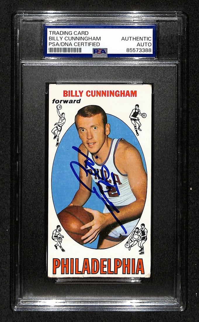 Billy Cunningham HOF Signed/ Auto 1969-70 TOPPS RC Card #40 PSA/ DNA 198715 (1 of 2)