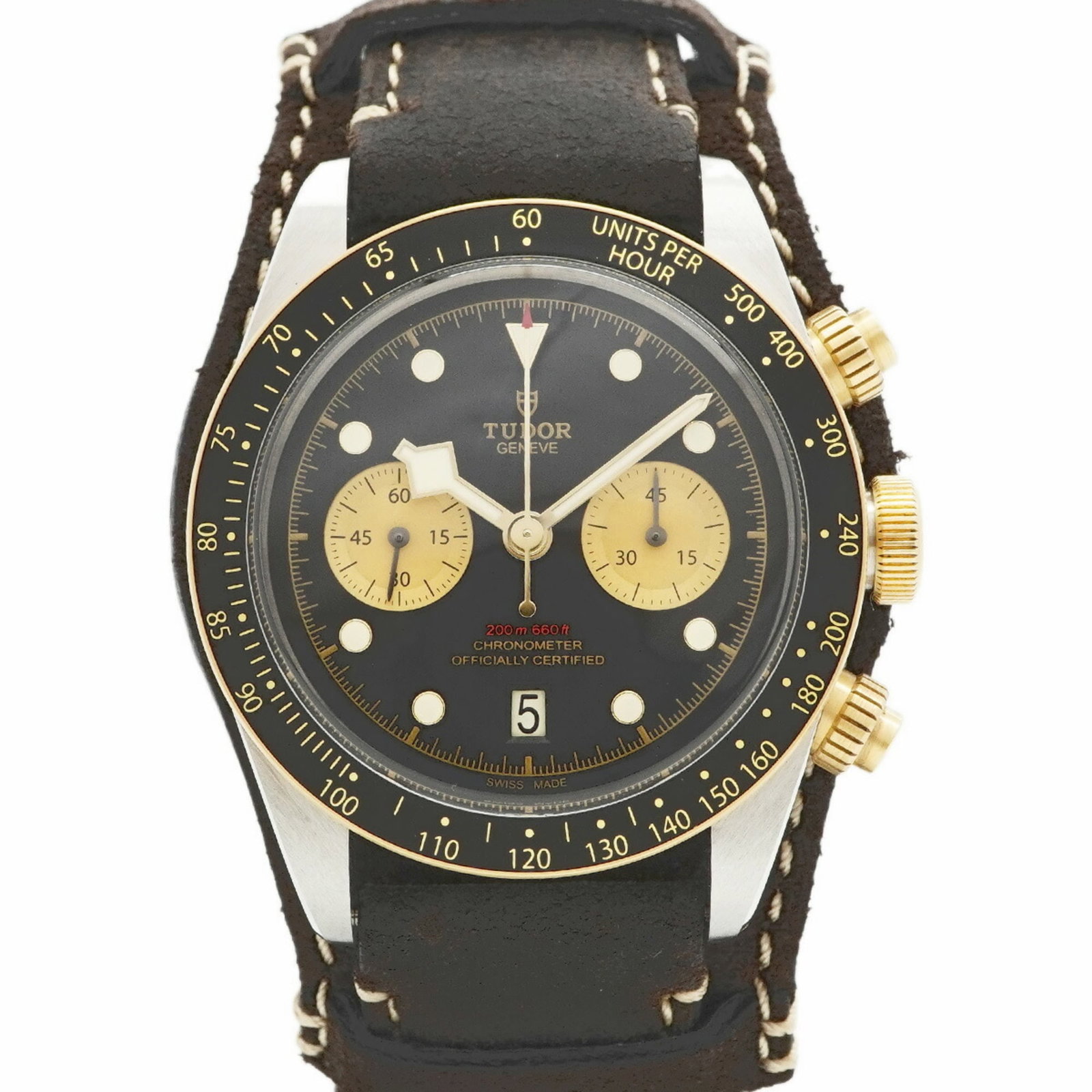 Tudor Wristwatch: Tudor Wristwatch A sleek and timeless Tudor wristwatch, this 41.6mm leather-strapped timepiece boasts a classic black dial and durable construction, making it a stylish accessory for any occasion. Wit