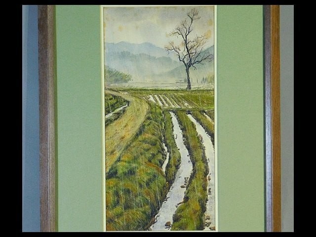American Artist Watercolor Landscape Haruichiban Kyoto Rice Field (1 of 10)