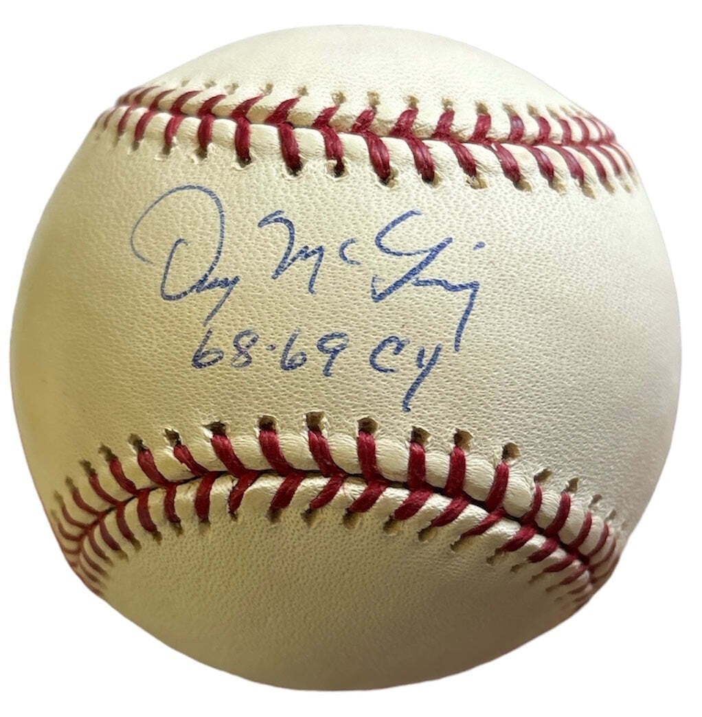 Denny McLain "68 -69 CY" Autographed Official Major League Baseball (1 of 2)