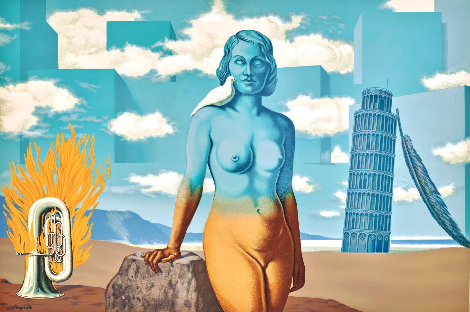 Rene Magritte, A Bombardon Releases its Bouquet of Flames, from The Found Children of Magritte, (1 of 8)