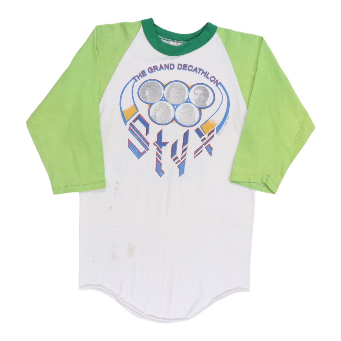 1979 Styx The Grand Decathalon Tour Jersey Shirt: 1979 Styx The Grand Decathalon Tour Jersey Shirt Get ready to rock out in style with this authentic 1979 Styx The Grand Decathalon Tour Jersey Shirt, featuring vintage front and back graphics that