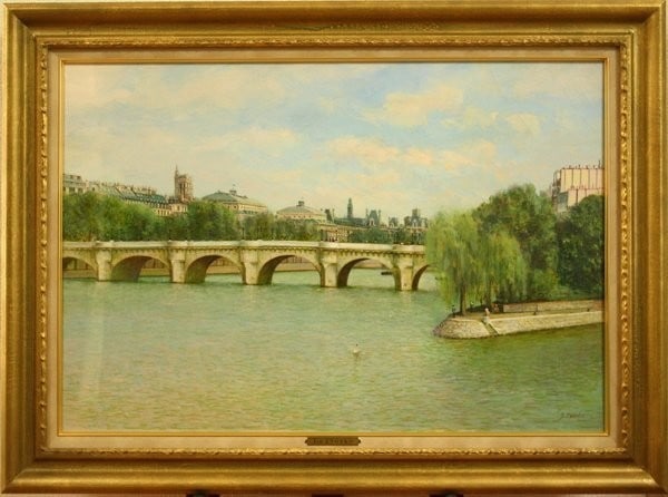Jan Znosko (Poland) Original Oil Painting "Ile de la Cit, Paris" F20 Signed: Jan Znosko (Poland) Original Oil Painting "Ile de la Cit, Paris" F20 Signed Experience the breathtaking beauty of Eugeniusz Dzierzencki's Impressionist masterpiece, "Ile de la Cit, Paris", brought to