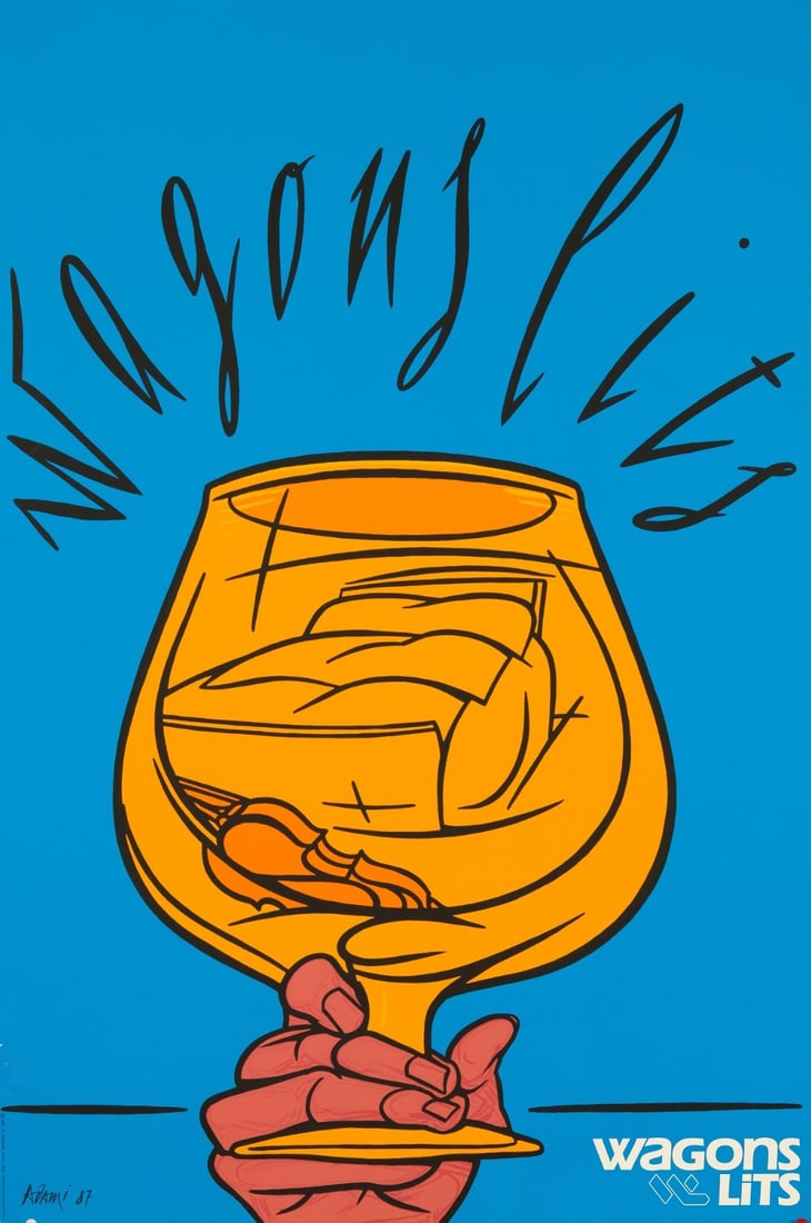 Valerio Adami Wagons Lits Suisse 1987 Serigraph Poster 24X36 Mint (1 of 3)