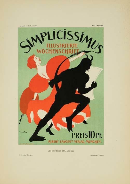 Original Vintage Poster Simplicissimus By Heine For Affiches Etrangeres 1897 (1 of 1)