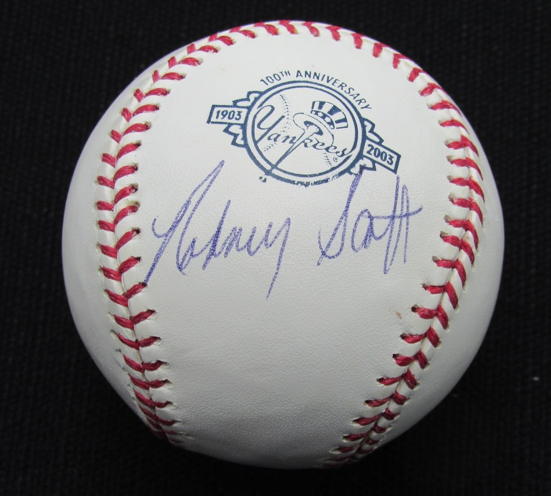 Rodney Scott signed auto Yankees 100th OML baseball JSA. (1 of 2)