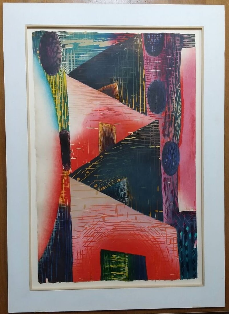 Karen Kunc Paper Walls 1993 Large Woodcut AP Signed Abstract Print (1 of 10)